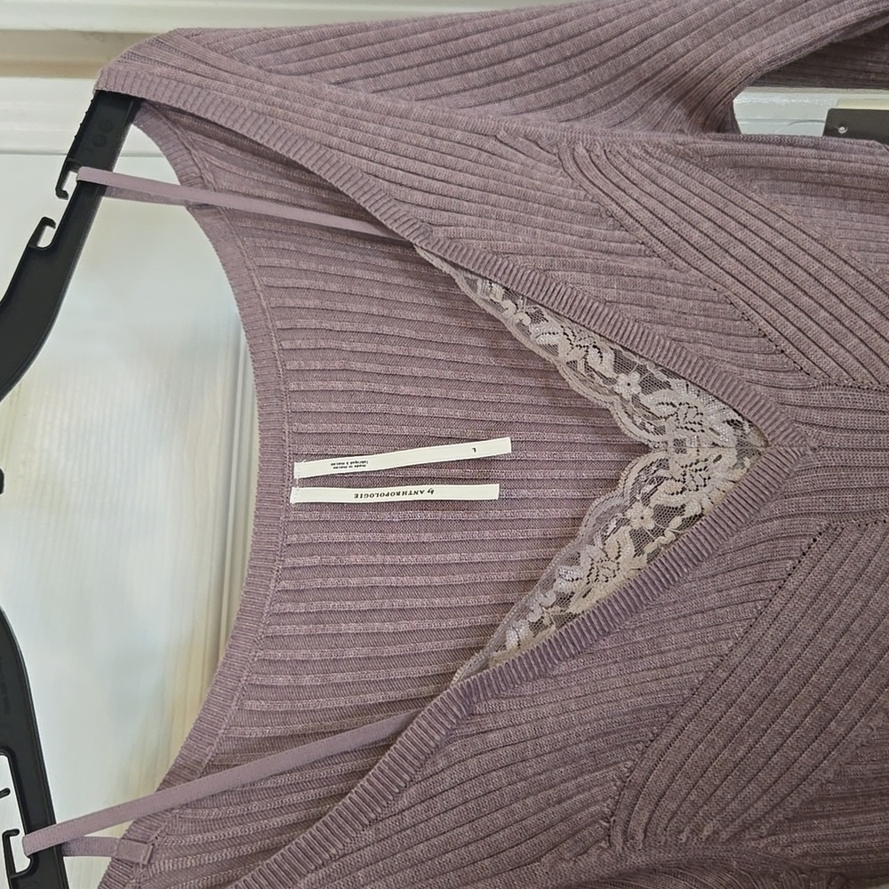 Anthropologie Lavender Long Sleeve Lace Bottom Dress NWT - Picture 5 of 6